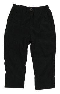 Čierne rebrované zamatové nohavice Shein