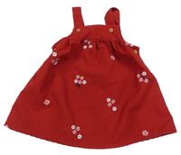 Červené kvetované rebrované zamatové na traké šaty Nutmeg