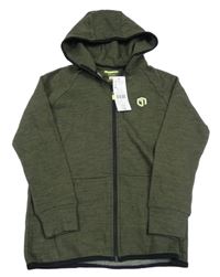 Nové - Khaki-melírovaná propínací mikina s kapucí F&F