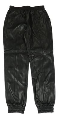 Černé zateplené koženkové cuff kalhoty Primark