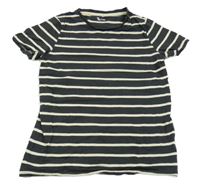 Tmavomodro-smetanové pruhované tričko Tu