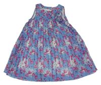 Světlemodro-fialové plisované šifónové šaty s rybami a 3D květem Kiki&Koko