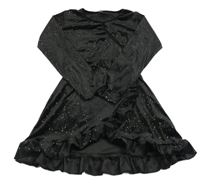 Čierno-zlaté trblietavé zamatové šaty