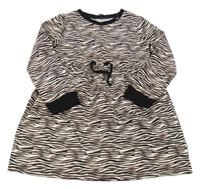 Bielo-ružovo-čierne pruhované teplákové šaty George