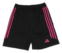 Černo-růžové sportovní kraťasy s logem Adidas