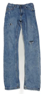 Světlemodré teplákové skinny rifle s prošoupáním Zara