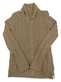 Hnědý vzorovaný propínací svetr George