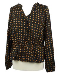 Dámska čierno-oranžová vzorovaná peplum blúzka New Look