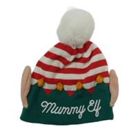 Dámská bílo-červeno-zelená vánoční čepice - elf F&F