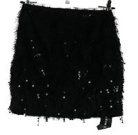 Nové - Dámska čierna chlpatá sukňa s flitrami Shein