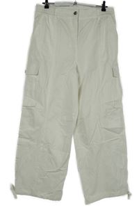 Dámske biele plátenné široké nohavice s vreckami Next