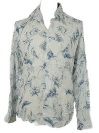 Pánská bílo-tmavomodrá květovaná košile Reiss 