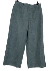 Dámske modrošedé sametovo/manšestrové palazzo nohavice Shein