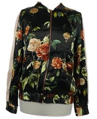 Dámský černo-růžový květovaný saténový bomber Next