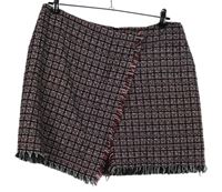 Dámská červeno-černo-bílá vzorovaná pletená sukně Primark 