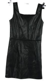 Dámske čierne koženkové šaty