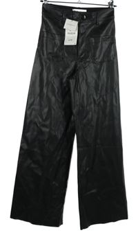 Dámské černé koženkové palazzo kalhoty Zara 