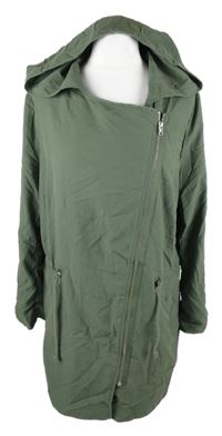 Dámský khaki šusťákový kabát s kapucí H&M