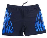 Pánske tmavomodro-modré nohavičkové plavky s plameny