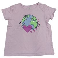 Svetloružové tričko s planetou Primark