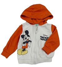 Bílo-oranžová propínací mikina s Mickey Mousem a kapucí Disney