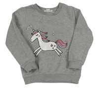 Šedá třpytivá mikina s jednorožcem Primark