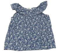 Tmavomodrý kvetinový top H&M