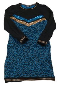 Čierno-modré teplákové šaty s flitrami a fľakmi Europe kids