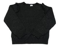 Čierny trblietavý sveter s volánikom