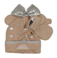 2set - Světlerůžová hvězdičkovaná čepice + rukavice Disney 
