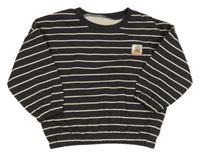 Antracitová pruhovaná oversize mikina s potlačou