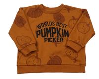 Rezavá mikina s dýněmi a nápisem Matalan