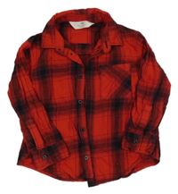 Červeno-černá kostkovaná falenlová košile H&M