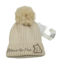 Nové - Béžová čepice s medvídkem Pú a bambulí Disney