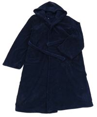 Tmavomodrý chlpatý župan s kapucňou Bluezoo