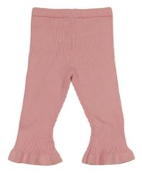 Svetloružové rebrované pletené nohavice Shein