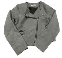 Sivá semišová crop bunda H&M