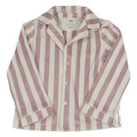 Růžovo-bílý pruhovaný plyšový pyžamový kabátek F&F