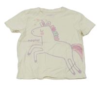 Bílé tričko s jednorožcem Primark