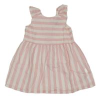 Ružovo-biele pruhované šaty s volány Primark