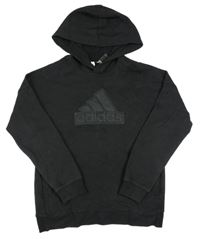 Černá mikina s logem a kapucí Adidas
