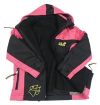 3v1 Růžovo-černá šusťáková bunda s odepínací fleecovou mikinou a kapucí Jack Wolfskin