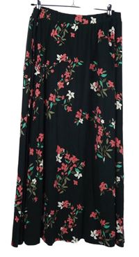 Dámska čierna dlhá sukňa s kvetmi Bonprix
