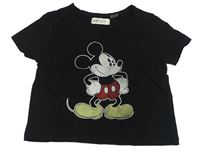 Černé crop tričko s Mickeym George