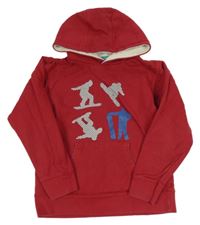 Rubínová mikina so snowboarďáky a kapucňou Mountain Warehouse
