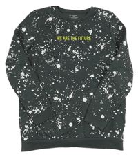 Tmavošedo-biela vzorovaná mikina s nápisom Primark