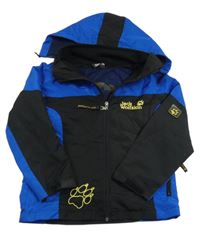 Modro-čierna šušťáková funkčná jarná bunda s kapucňou Jack Wolfskin