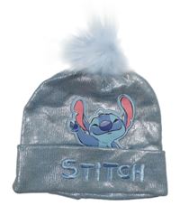 Modrá lesklá pletená čepice se Stitchem Primark