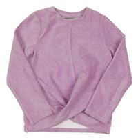 Ružová zamatová rebrovaná mikina s uzlom Infinity