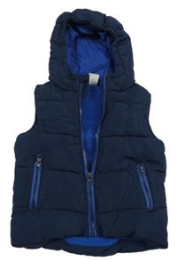 Tmavomodrá šušťáková zateplená vesta s kapucňou Papagino